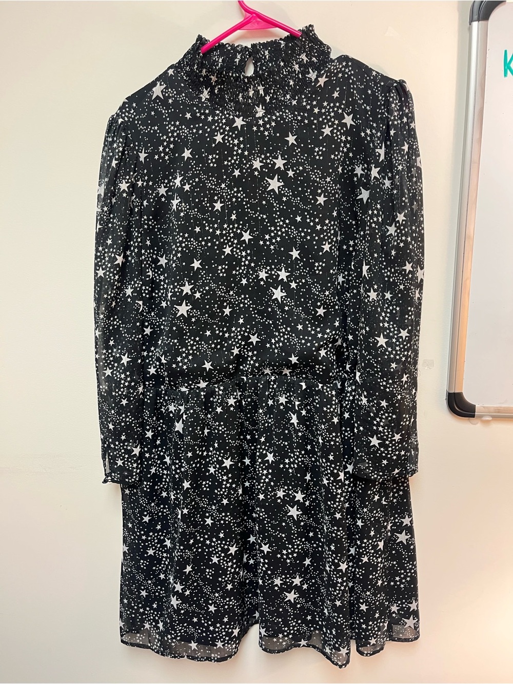 Modcloth Black and White Star-Print Long Sleeve Dress